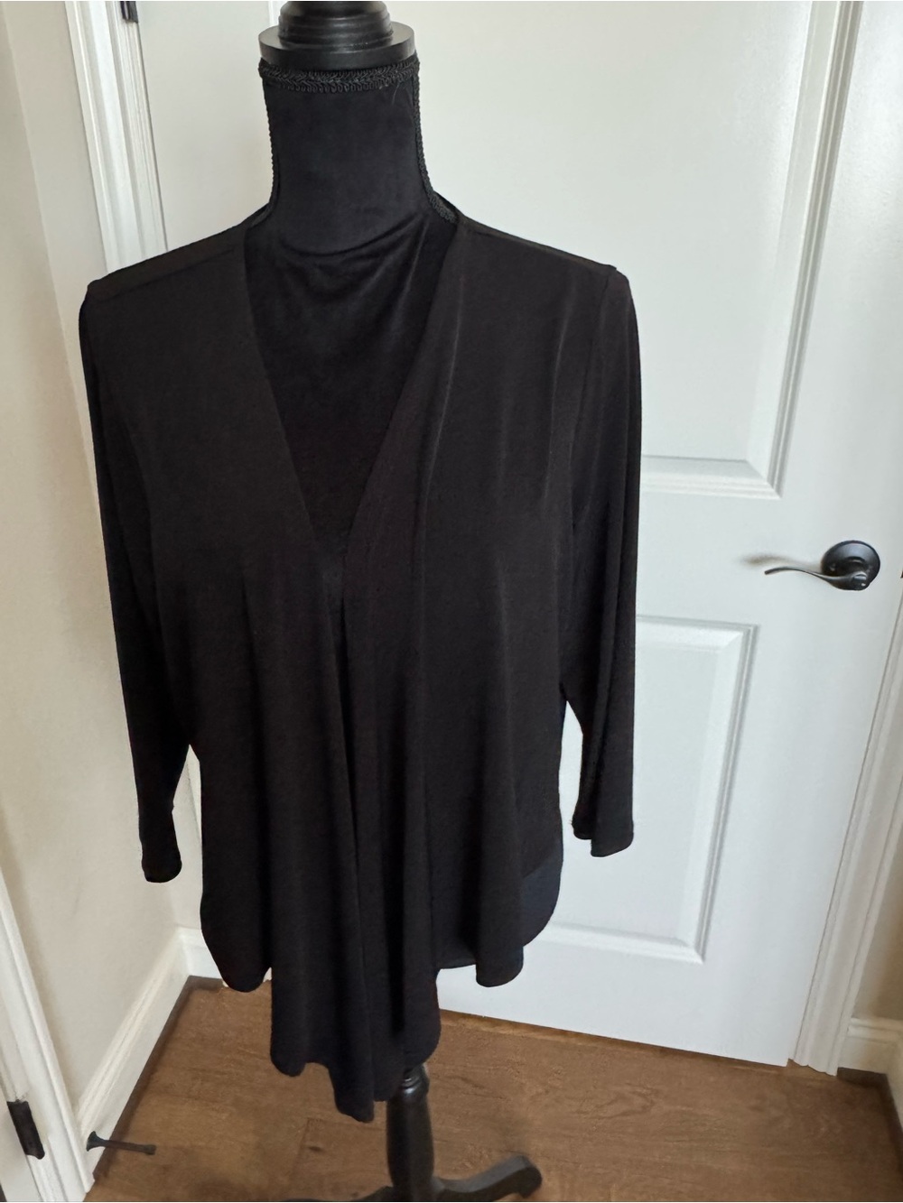 Susan Graver liquid knit 3/4 sleeve open front shrug
